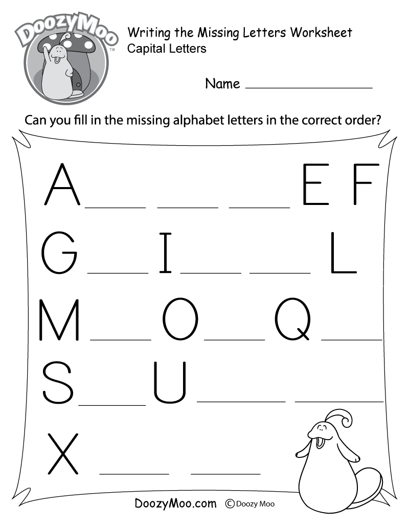 writing the missing capital letters worksheet free printable